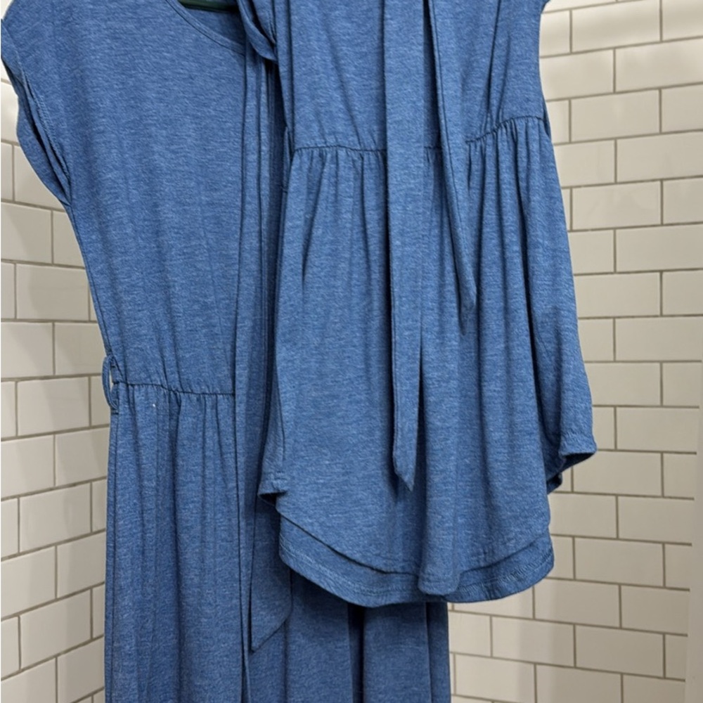 PatPat Blue Buttoned Maxi Sundress with Dolman Sleeves. Mommy and Me.